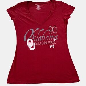 Step Ahead Oklahoma Sooners Womens 90s Graphic V Neck T Shirt XL Crimson Red New